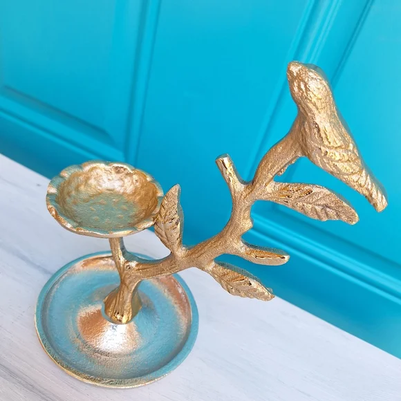Metal Jewelry Display Stand Holder Bird on a Branch Birds Nest Gold Silver NEW - Picture 12 of 13